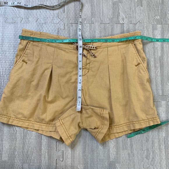 Hei Hei Shorts Women 6 Curry Linen Blend Pleated Pocket Drawstring Anthropologie - Picture 3 of 11